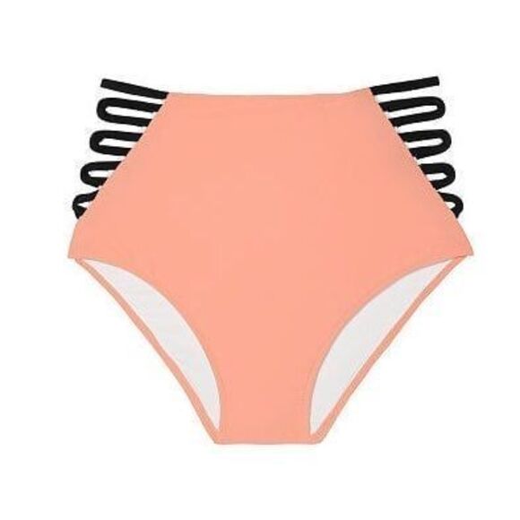 VS PINK High Waist Bikini Bottom NWT Strappy Peach - Picture 5 of 5
